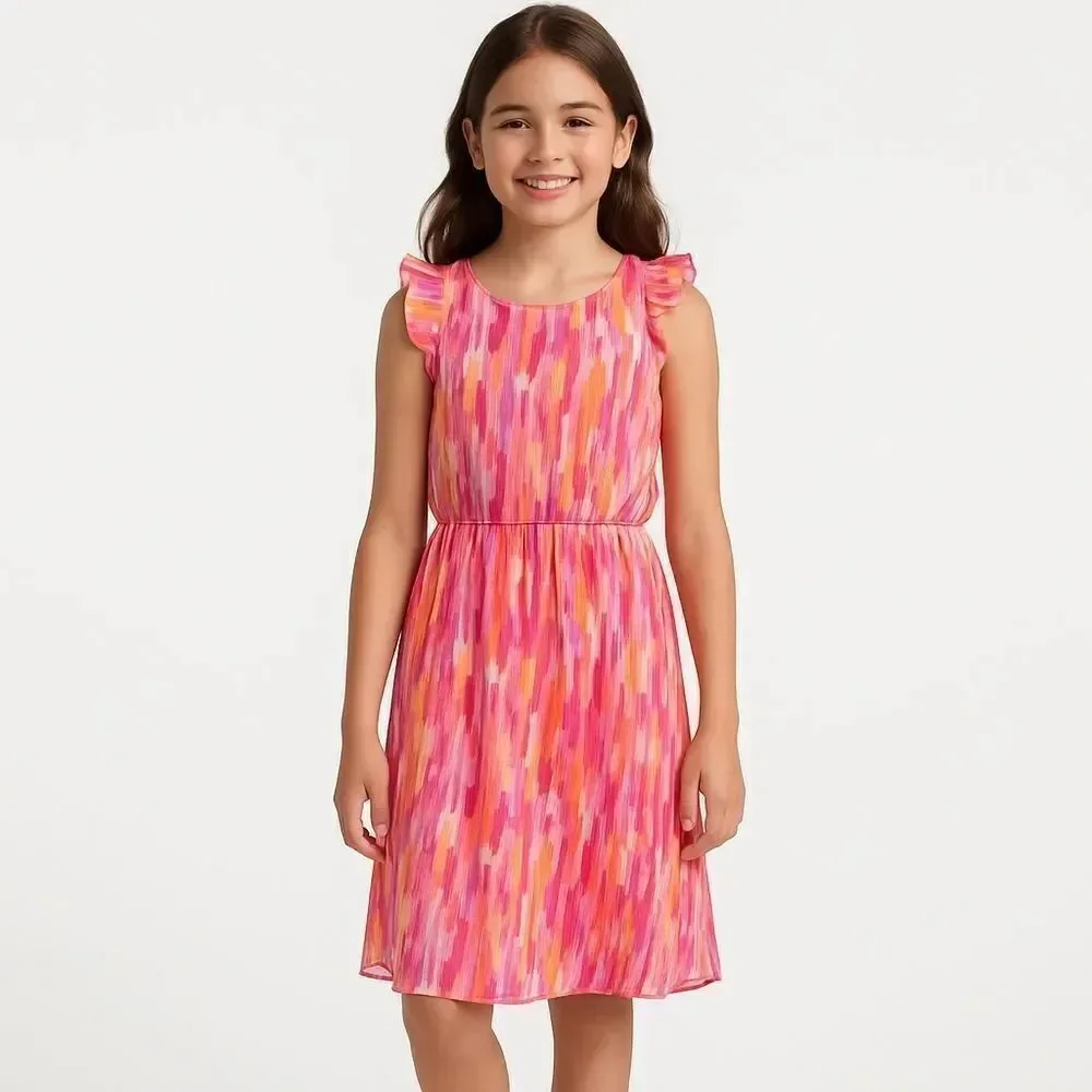 Wonder Nation Girls XXL 18 Colorful Lurex Chiffon Party Dress NWT – Tween Fit